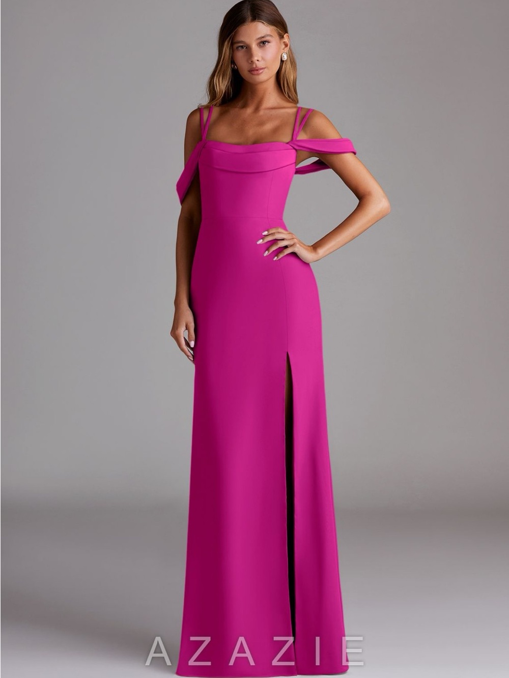 ✨Azazie Callan Fuchsia Dress with Side Slit